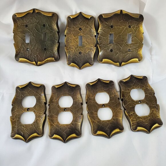 AMEROCK Other - Vintage 7-Piece AMEROCK Metal Outlet & Switch Plate Covers Antique Brass Finish